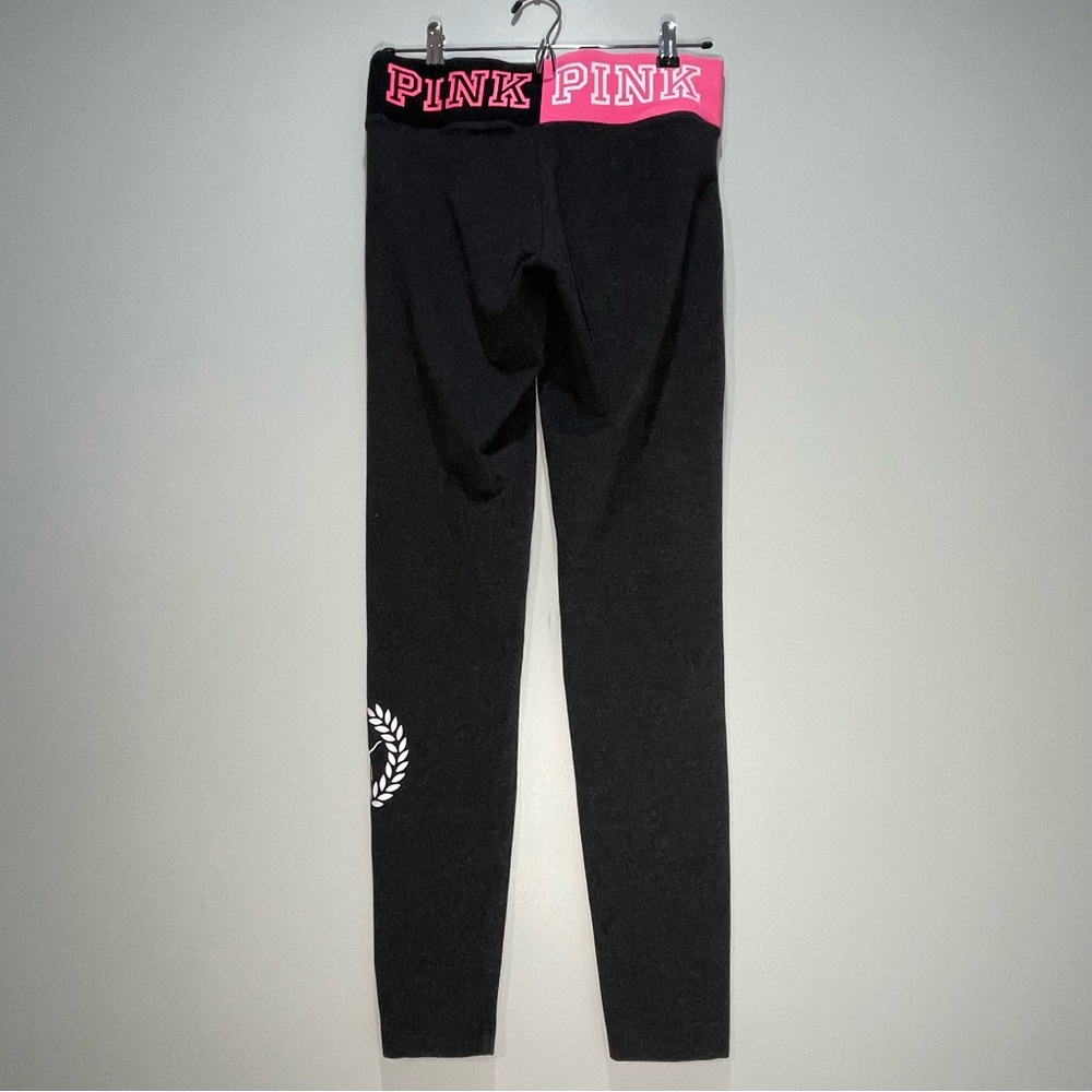 PINK Victoria's Secret Yoga Blk Heather w/ Black & Bright Pink Waist Size Small - Picture 2 of 7